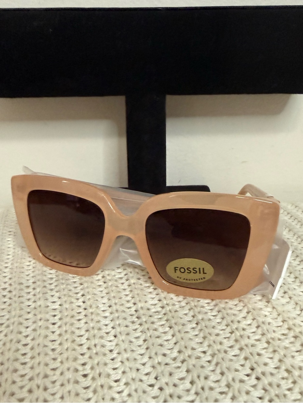 Fossil Women's Square Sunglasses in Beige Frame with Brown Lenses